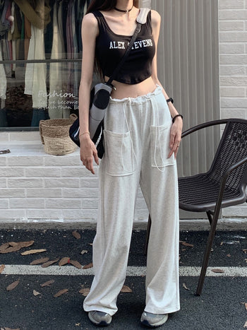 High waist Loose Straight Wide Trousers