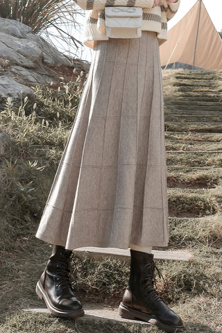 Retro mid-length knitted skirt