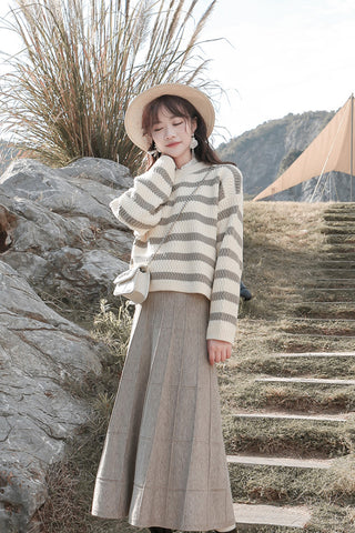 Retro mid-length knitted skirt