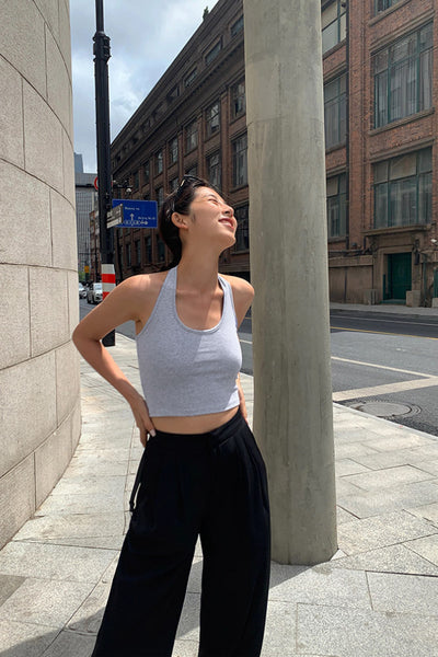 neck halter sling knitted vest top