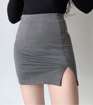 slim side slit high waist short skirt