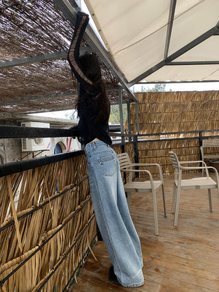 retro blue wide-leg jeans