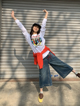 loose cartoon graphic print long sleeve top